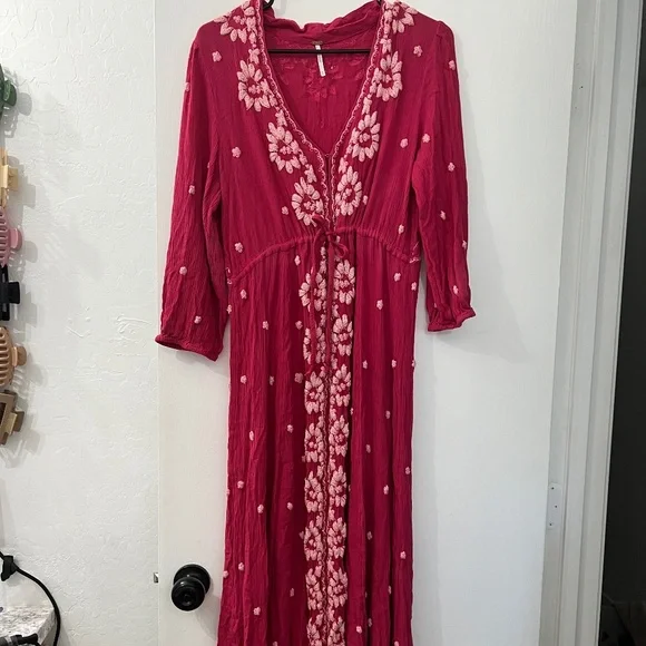 Fp Movement By Free People Dresses | Free People Embroidered Fable Midi Dress | Color: Pink | Size: M | Melizumida's Closet Fp Movement By Free People Dresses | Free People Embroidered Fable Midi Dress | Color: Pink | Size: M | Melizumida's Closet
